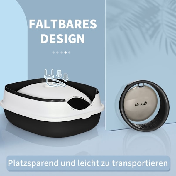 Rootz PawHut Cat Toilet - Kattebakke - Cat Loo - Forhindrer affaldsspredning - Lugtkontrol - Nem rengøring - 52cm x 41cm x 38cm - Plast, ABS