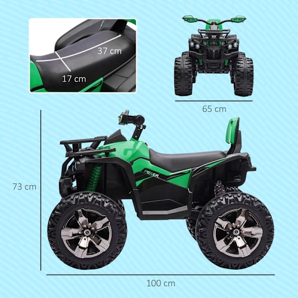 Rootz elektrisk fyrhjuling för barn - ATV för barn - Laddningsbar - 12V-motorer - Hastighet 3-8 km/h - MP3-spelare - Grön - 100 cm x 65 cm x 73 cm