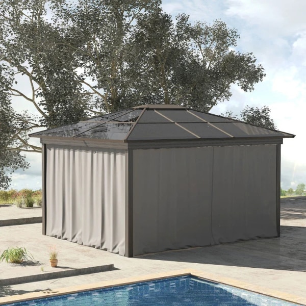 Rootz Gazebo - Sidopaneler - C-ringar - Krokar - Hållbar - Långvarig - Fyrkantig - Rundade stänger - 100 % polyester - Beige - 302x205cm