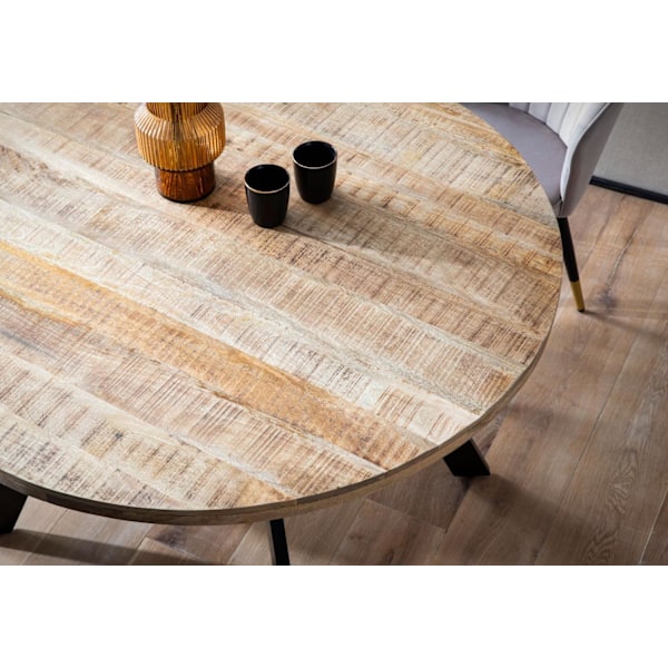 Rootz Round Dining Bord - Moderne spisebord - Natural Wood Grain Table - Håndlavet unikt design - 120 cm x 120 cm x 76 cm