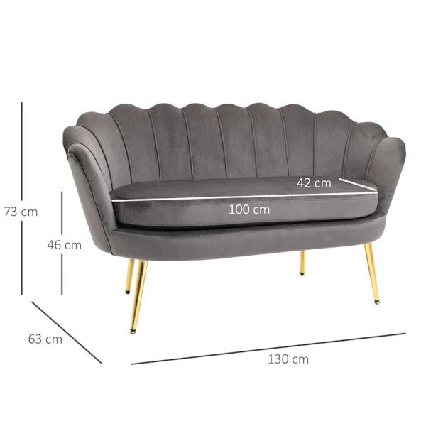 Rootz Sofa - 2 personers stofsofa - Sofasæde - Lounge Sofa - Grå - 133 x 63 x 75 cm