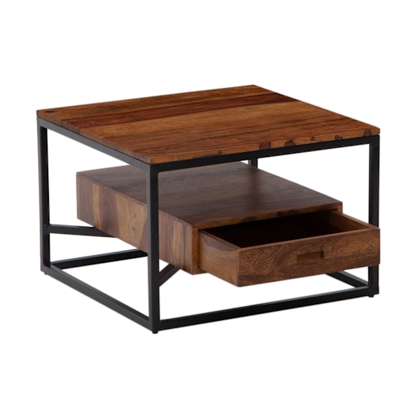Rootz Modern Soffbord - Fyrkantigt bord - Förvaringsutrymme - Metallram - 60cm x 60cm x 40cm