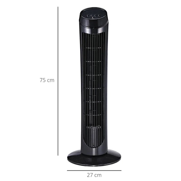 Rootz Tower tuuletin - Pylvästuuletin - Lattiatuuletin - 3 ilmanvaihtotasoa - Oscillation ABS - Musta