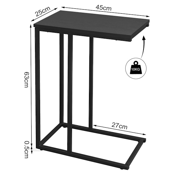 Rootz sidobord - Soffbord - Soffbord - Soffbord - Nattduksbord - Laptopställ - Svart - 45x25x63,5cm