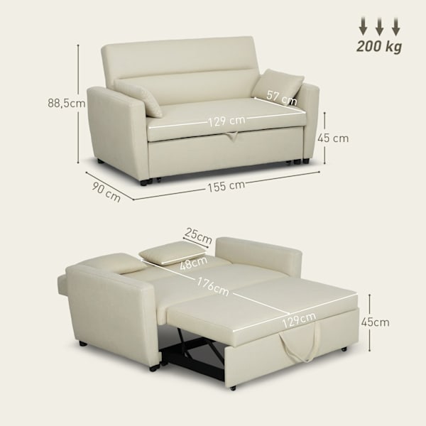Rootz 2 -i -1 sovesofa - konvertibel sofa - justerbar ryglæn - fløjlsudseende - 155 cm x 90 cm x 88,5 cm - perfekt til ultimativ komfort