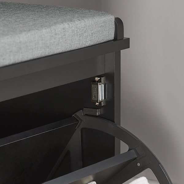 Rootz skoskabsbænk - skovipper - Skoopbevaring med sæde - Pladsbesparende design - Ridsefri installation - Alsidig styling - Sort - 62 cm x 46 cm x 26