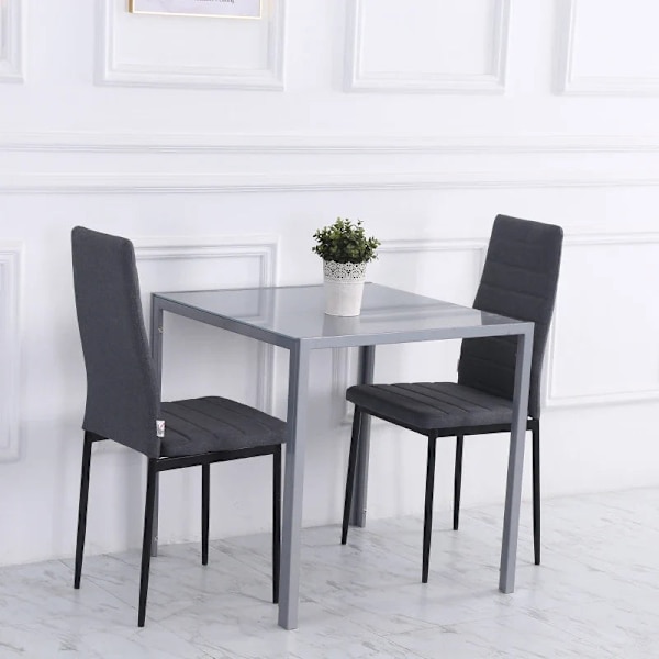 Rootz ruokapöytä - Keittiön pöytä - Lasipöytä - Neliömäinen pöytä - Lasinen kansi - Kompakti muotoilu - Harmaa - 75L x 75L x 75K cm