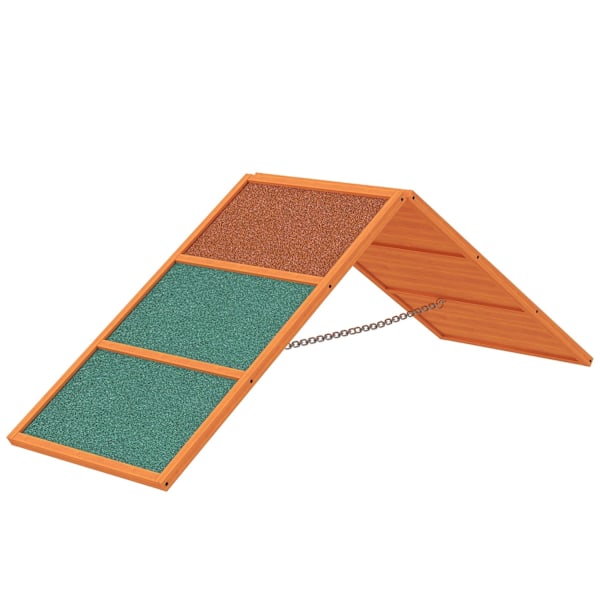 Rootz Agility Dog Ramp - Foldbar & Justerable Pet Ramp - Non -Slip Training Equipment - Fir Wood - 173 x 59 x 66 cm - Upp till 40 kg - Orange/Green