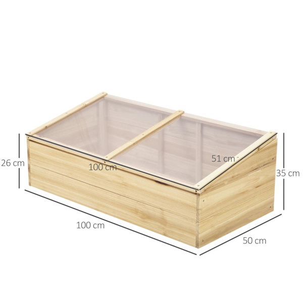 Rootz Greenhouse Woodin kylmäkehys - Naturel - Spar, PC Board - 39,37 cm x 19,68 cm x 13,77 cm