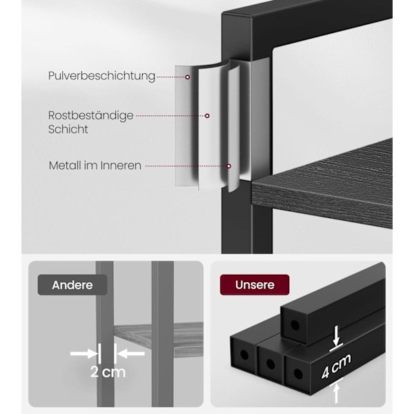 Rootz 4-tiers bogreol - Åben reol - Bogreol i træ - Opbevaringsorganisering - 120 cm x 30 cm x 90 cm