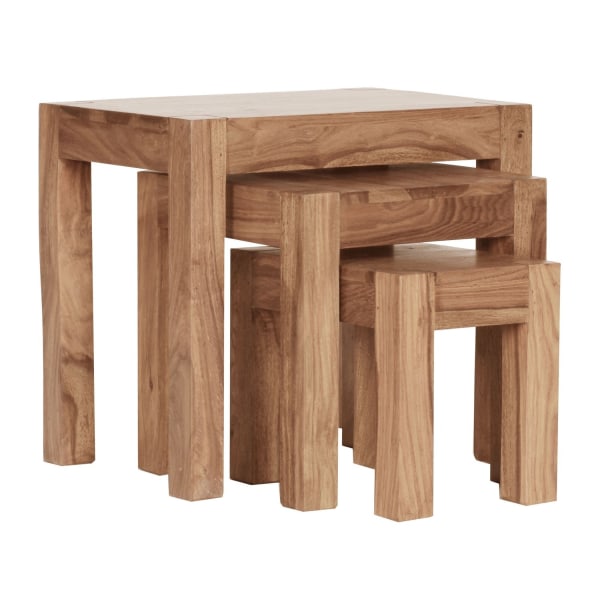 Rootz 3-delade häckbord - Massivt trä - Acacia - Handgjorda - Utrymmesbesparande - Unik ådring - 45cm x 50cm x 36cm