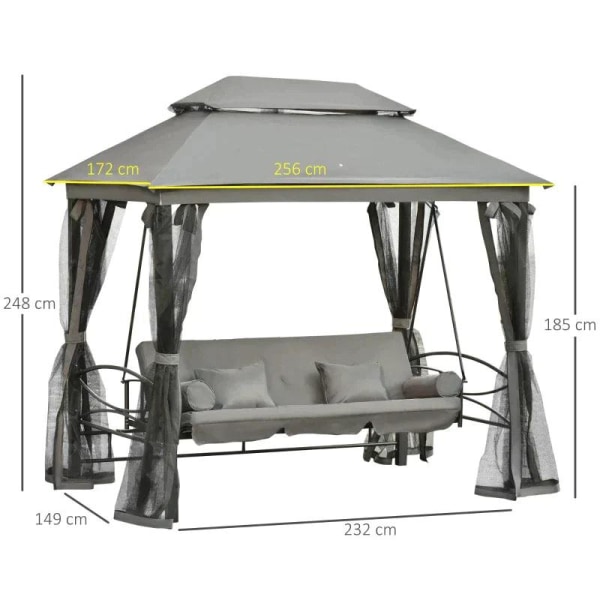 Rootz Garden Swing - Gungsoffa - Gungstol - Hängbänk - Verandagunga - Mörkgrå - 256 x 172 x 248 cm