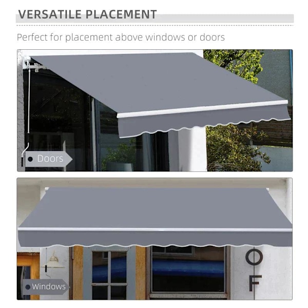 Rootz Markis - Manuellt infällbar markis - Aluminium Markis - Ledad markis - Grå - 4m x3m