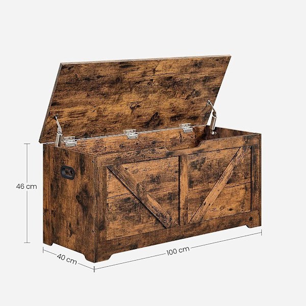 Rootz Skobænk - Opbevaringsbænk - Bænk med opbevaringsplads - Skoopbevaringsbænk - Træskobænk - Spånplade - Vintage Brun - 100 x 40 x 46 cm