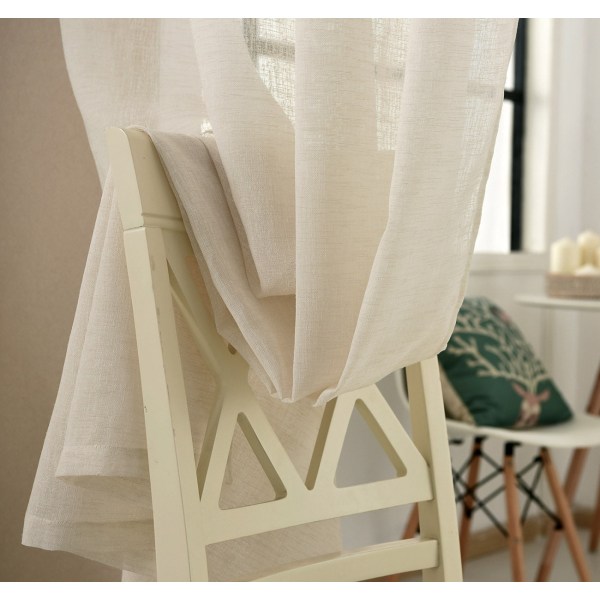 Rootz Set med 2 transparenta gardiner - Skira voiledraperier - Krämgardiner i linne-look - Högkvalitativt material, perfekt ljusfiltrering, enkelt und