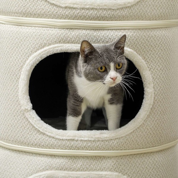 Rootz 4 Tier Cat Barrel - Cat Tower - Indoor Cat House - Scratch & Play - 51 cm Ø x 100 cm h