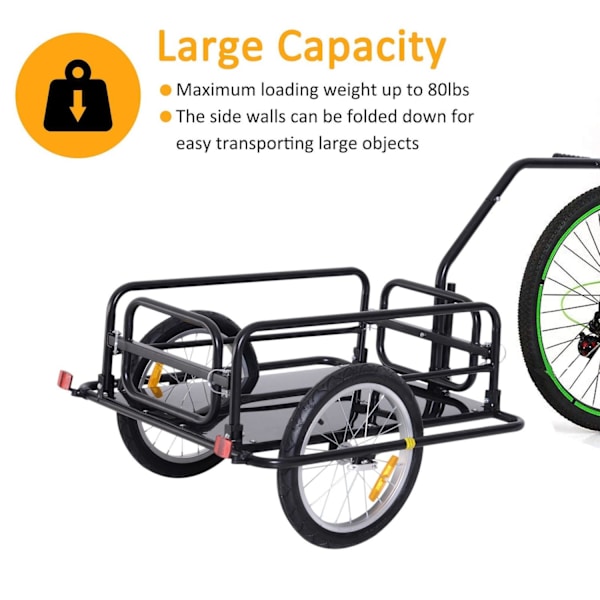 Rootz Cykeltrailer - Sort - Stål, Gummi - 61,02 cm x 28,15 cm x 30,31 cm