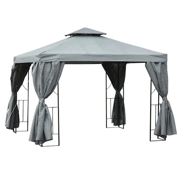 Rootz Metal Gazebo - Puutarhapaviljonki - Hääjuhlapaviljonki - 295 cm x 295 cm x 270 cm