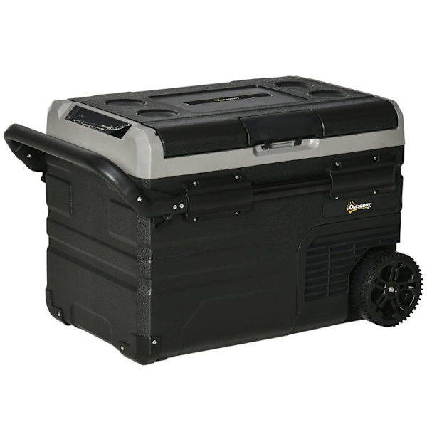 Rootz Portable Kyl - Bilkyl - Kyl - Campingkyl - Resekyl - Kylbox - 40l Med LED-belysning - Med Handtag Transport - Grå/Svart