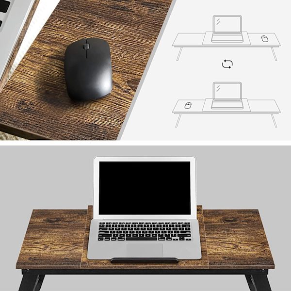 Rootz Laptop Bord - Laptop Stand - Notebook Bord - Morgenmadsbakke - Foldbare ben - Højdejusterbar - Op til 14,3 tommer - Brun - Sort - 71 x 35 x 23 c