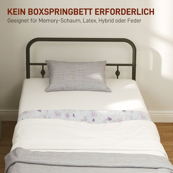 Rootz Metal enkelbäddsram - svart säng - tyst ram - enkel montering - 206,9 cm x 91,8 cm x 82,5 cm - 32 cm lagringsutrymme