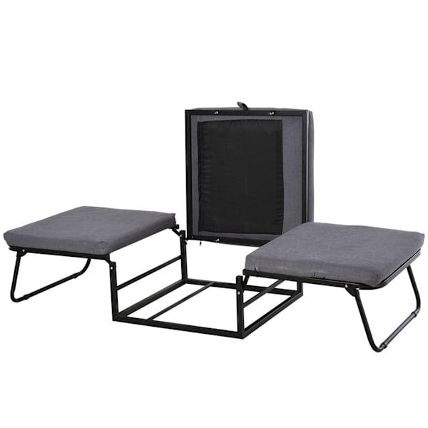Rootz hopfällbar gästsäng 2-i-1 - Grå - Polyester, stål, skum - 75,59 cm x 26,77 cm x 14,56 cm