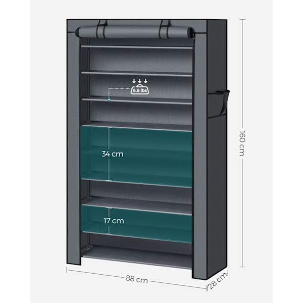 Rootz Skoställ Organizer - Skoförvaring - Skoställ - Vattenavvisande tyg - 88cm x 28cm x 160cm