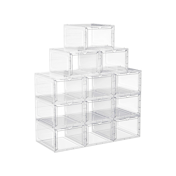 Rootz 12-delad uppsättning skokartong - Förvaringsbehållare - Stapelbara lådor - PP och ABS-plast - 27 cm x 34,5 cm x 19 cm
