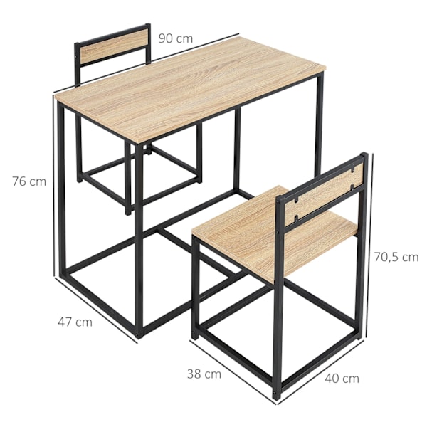 Rootz matbordsset - Kompakta matstolar set - Styliga bruna köksmöbler - rymdbesparande design - 90 cm x 47 cm x 76 cm