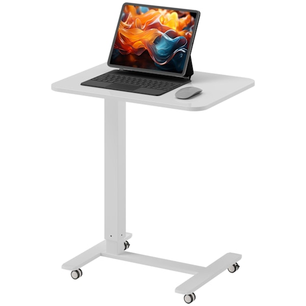 Rootz Steh Desht Højde Justerbart skrivebord - Mobil bærbar bord - Ergonomisk arbejdsområde - Sit/Stand Option - White - 65 cm x 48 cm x 70-110 cm
