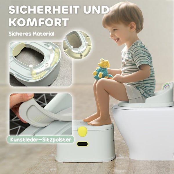 Rootz Børns 3 -i -1 potte - Kids Commode - Toilet Trainer - Soft Seat - 35,6 cm x 31,8 cm x 29,5 cm - Holder op til 50 kg - Grå