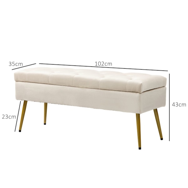 Rootz Velvet Look Storage Bench - Pehmustettu jalkatuooli - Tufted Ottomaani - Piilotettu säilytys - 102 cm x 35cm x 43cm