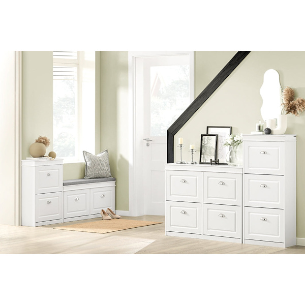 Rootz White Shoe Cabinet - Skovipper - Skoopbevaringsorganer - FSC-certificeret - Robust konstruktion - Kan monteres på væggen - 105cm x 83cm x 24cm
