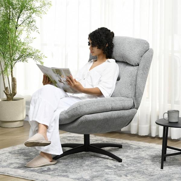 Rootz Swivel Lounge Chair - Accent Chair - Roterende Lænestol - Chenille stof - Integreret sæde og armlæn - 79 cm x 91 cm x 98 cm
