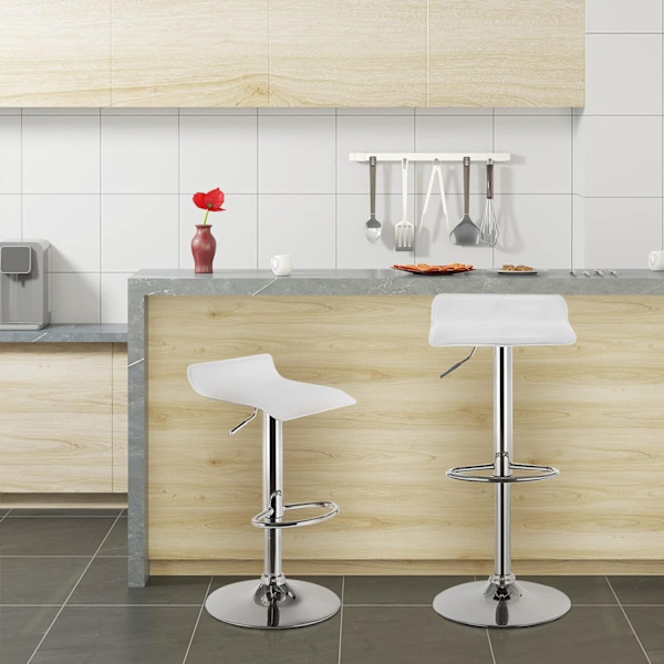 Rootz Set med 2 designerbarstolar - Moderna barstolar - Justerbara bänkstolar - Bekväma, mångsidiga, hållbara - konstläder, förkromad metall - 63cm-83