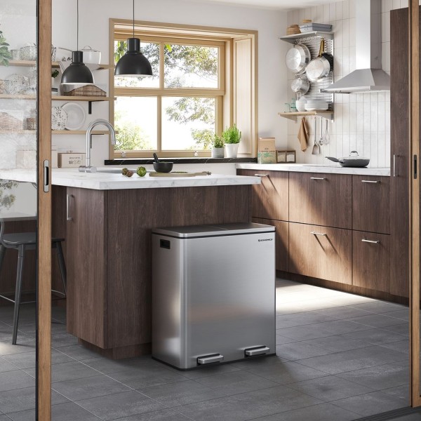 Rootz papperskorg - Soft Close-funktion - Idealisk avfallsbehållare - Badrumssopor - Perfekt design - Hög kvalitet - Innerhink - 60 liter - Rostfritt
