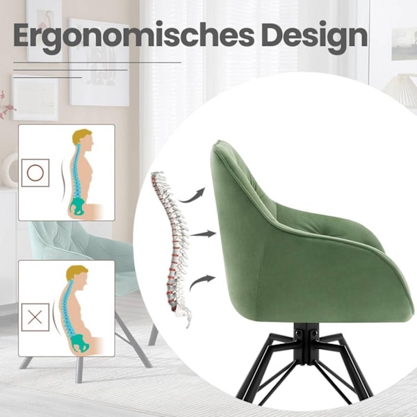 Rootz Matstol - Snurrstol - Sammetstyg - Ergonomisk design - 57,5 ​​cm x 82,5 cm x 53 cm