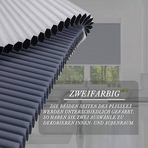 Rootz dubbelvecksgardin - Polyestergardin - Fönsterskärm - Integritetsskydd - 45-120cm x 120/130/220cm - Vit-Blå - Brusreducering