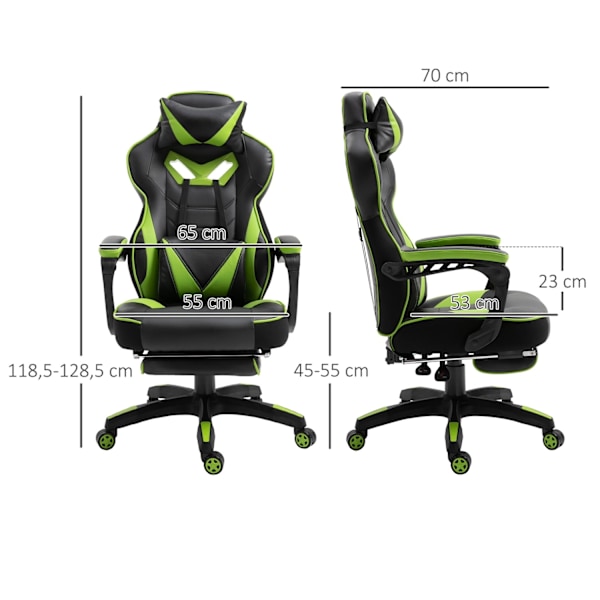 Rootz Ergonomic Gaming Office -tuoli - Kääntötuoli - Säädettävä tuoli - Jalatuki ja tyynytuki - 65L x 70W x 118,5-128,5H CM