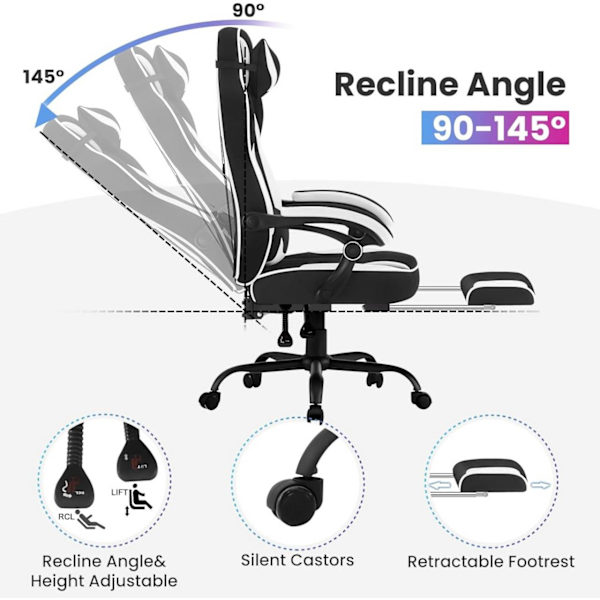 Rootz Gaming Chair - Kontorsstol - Datorstol - Pocket Spring Cushion - Ergonomisk design - Andas Mesh Tyg - 57cm x 51,5cm