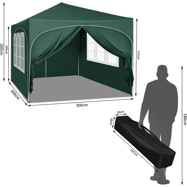 Rootz Ultimate Outdoor Gazebo - Vejrbestandig pavillon - Familietelt - Stærk metalramme - UV-beskyttelse - Nem pop-up - 3x3m