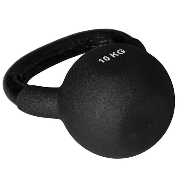 Rootz Kettlebell - Massive Kettlebell - 10 Kg - Med plastbelægning - Stål/PVC - Sort - 19 x 12 x 22 cm