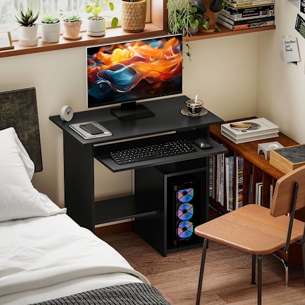 Rootz Computer Desk - Office Table - Workstation - Compact Design - 80 x 45 x 75 cm - Svart