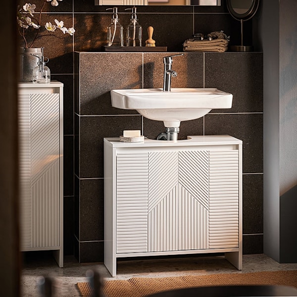 Rootz MDF Base Cabinet - Badeværelsesopbevaringsenhed - Justerbare hylder Arrangør - Rumbesparende design - 60x61x30cm