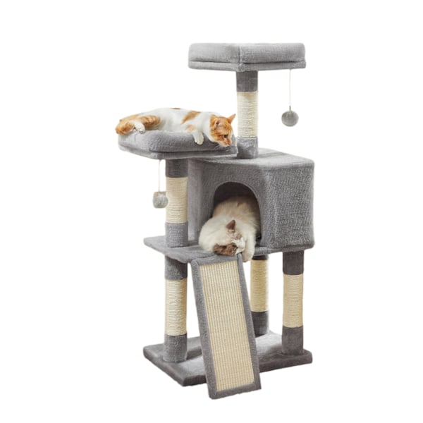 Rootz Cat Tree - Scratching Post - Cat Tower - Space -Saving Design - 50 X 35 X 115 CM - Mysig grotta + 2 -plattformar för lek och avkoppling