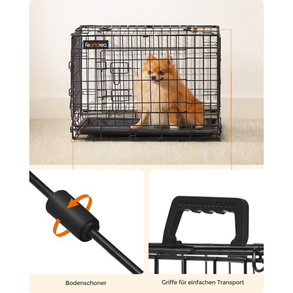 Rootz Dog Kuljetuslaatikko - Lemmikkien kantolaukku - Kannettava laatikko - Teräsrunko - Muovialusta - Helppo koota - Kevyt - Kompakti muotoilu - 61 c