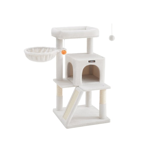 Rootz Cat kradsestolpe - Kitty Condo - Kattetræ - Spånplade og plys - 48 cm x 48 cm x 96 cm - 11,6 kg - 50 kg Kapacitet