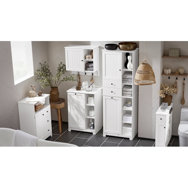 Rootz Niche -kärry - Keittiön hylly - Kylpyhuoneen säilytyskärry - MDF-rakenne - Säädettävä hylly - Siirrettävä pyörillä - 20cm x 70cm x 65cm