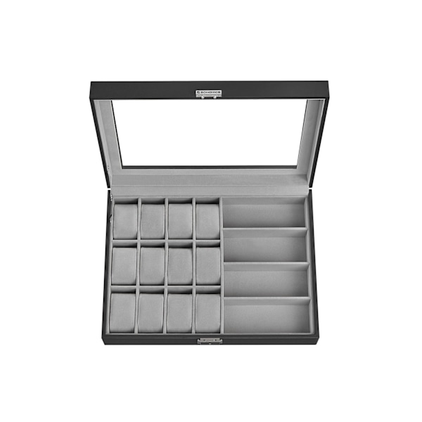 Rootz Watch Box - Järjestäjäkotelo - Korupidike - MDF Velvet PU-lasi - 29cm x 39cm x 8cm