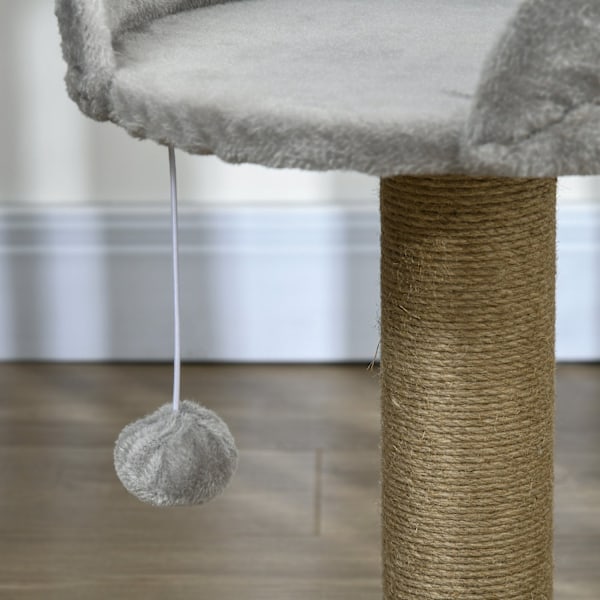 Rootz Scratching Tree Cat Bed - Cat Basket - Play Ball - Soft Plush Comfort - 40 cm x 40 cm x 49 cm - Grå, brun